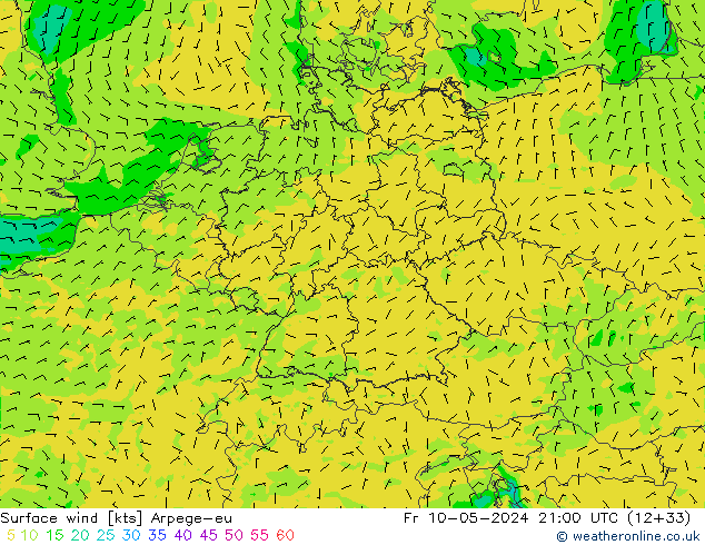 Surface wind Arpege-eu Pá 10.05.2024 21 UTC