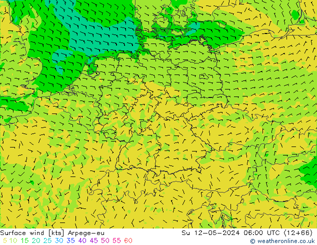 Wind 10 m Arpege-eu zo 12.05.2024 06 UTC