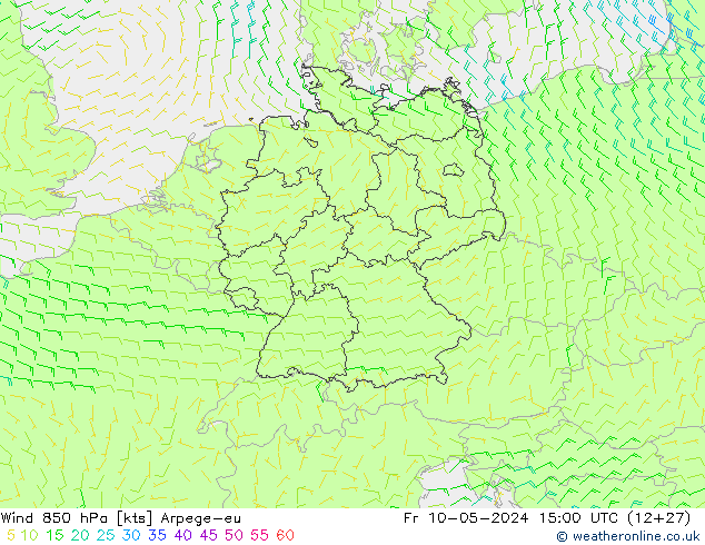 Wind 850 hPa Arpege-eu Fr 10.05.2024 15 UTC