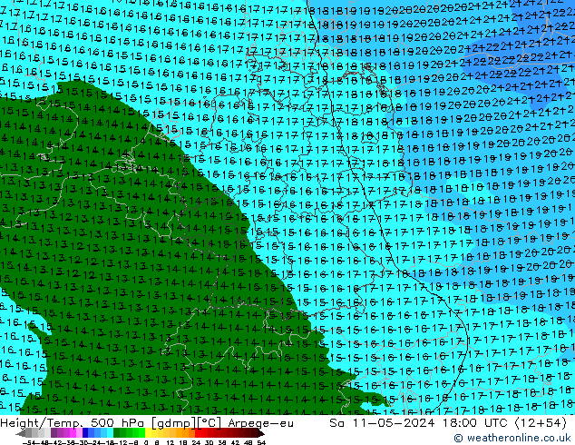 Géop./Temp. 500 hPa Arpege-eu sam 11.05.2024 18 UTC