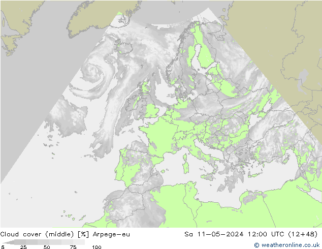 Wolken (mittel) Arpege-eu Sa 11.05.2024 12 UTC
