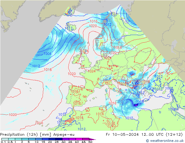 Precipitation (12h) Arpege-eu Fr 10.05.2024 00 UTC