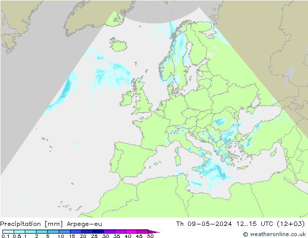 Precipitation Arpege-eu Th 09.05.2024 15 UTC