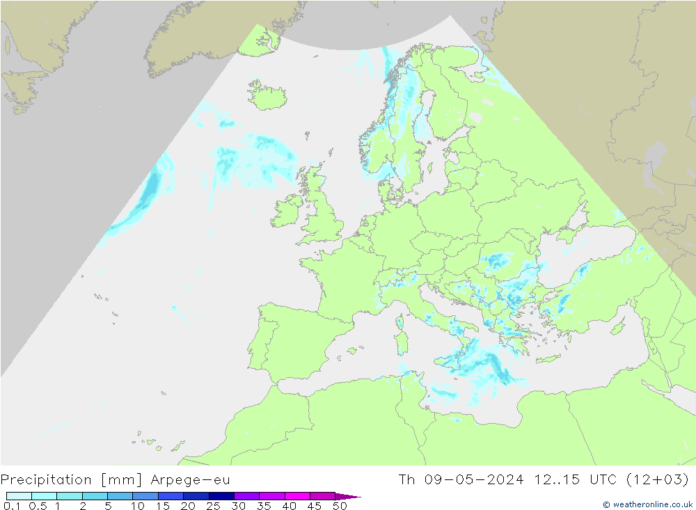 Niederschlag Arpege-eu Do 09.05.2024 15 UTC