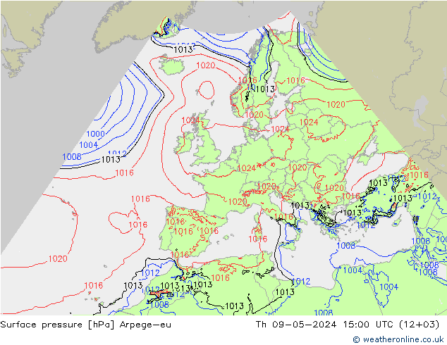 Bodendruck Arpege-eu Do 09.05.2024 15 UTC