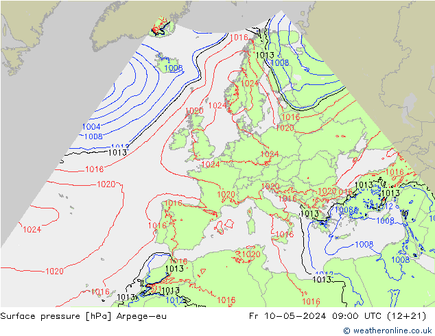 Surface pressure Arpege-eu Fr 10.05.2024 09 UTC