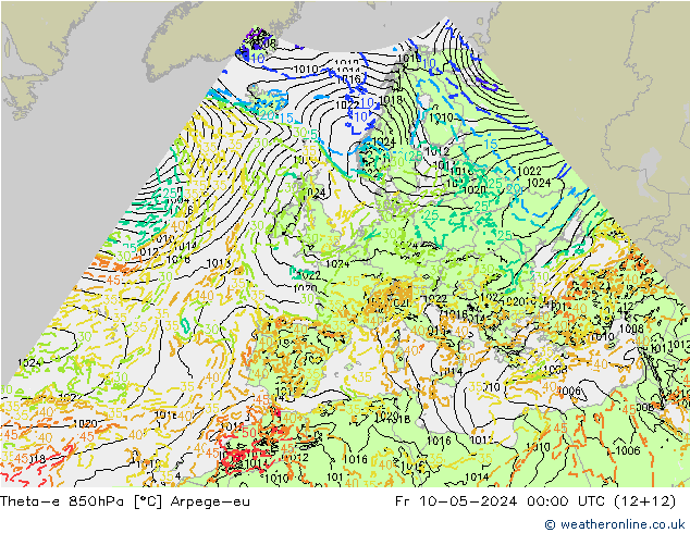 Theta-e 850hPa Arpege-eu Fr 10.05.2024 00 UTC