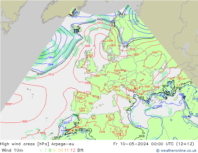 Windvelden Arpege-eu vr 10.05.2024 00 UTC