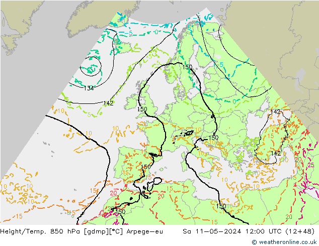 Height/Temp. 850 hPa Arpege-eu Sa 11.05.2024 12 UTC