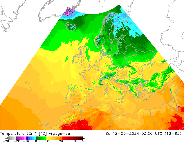 Temperature (2m) Arpege-eu Su 12.05.2024 03 UTC