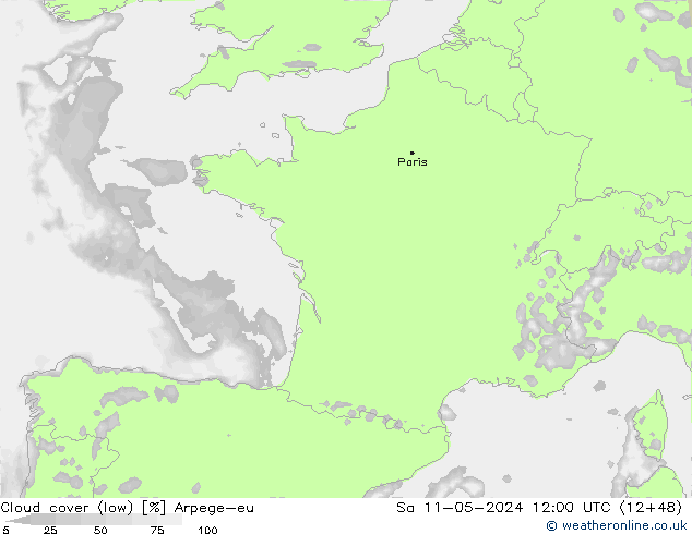 nízká oblaka Arpege-eu So 11.05.2024 12 UTC