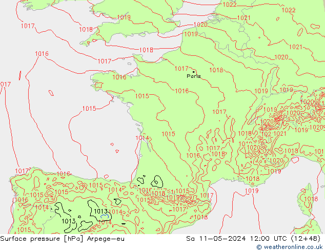 Bodendruck Arpege-eu Sa 11.05.2024 12 UTC