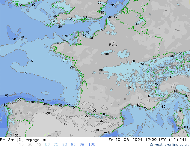 RH 2m Arpege-eu Fr 10.05.2024 12 UTC