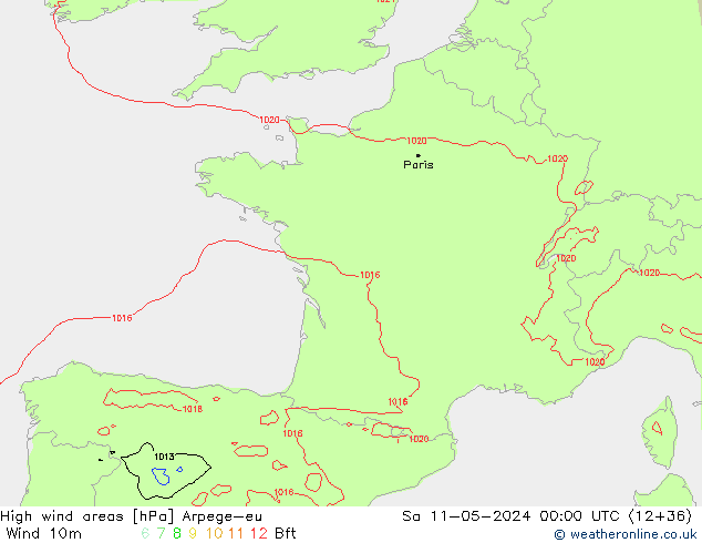 Izotacha Arpege-eu so. 11.05.2024 00 UTC