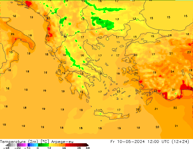Sıcaklık Haritası (2m) Arpege-eu Cu 10.05.2024 12 UTC