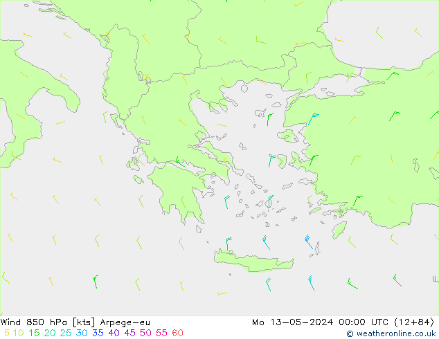 Wind 850 hPa Arpege-eu Mo 13.05.2024 00 UTC