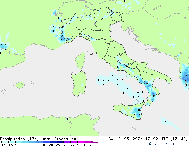Precipitation (12h) Arpege-eu Ne 12.05.2024 00 UTC