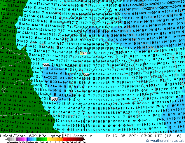 Height/Temp. 500 hPa Arpege-eu Fr 10.05.2024 03 UTC