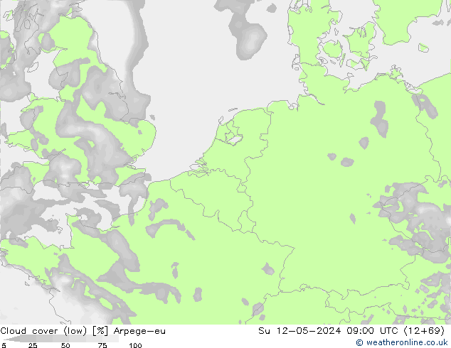 zachmurzenie (niskie) Arpege-eu nie. 12.05.2024 09 UTC