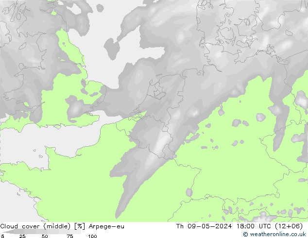 Wolken (mittel) Arpege-eu Do 09.05.2024 18 UTC
