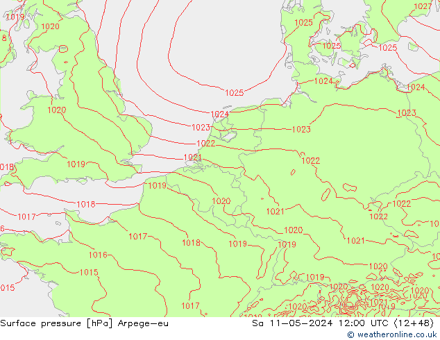 Surface pressure Arpege-eu Sa 11.05.2024 12 UTC