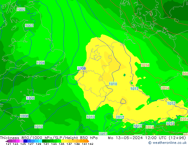 Thck 850-1000 hPa Arpege-eu Mo 13.05.2024 12 UTC