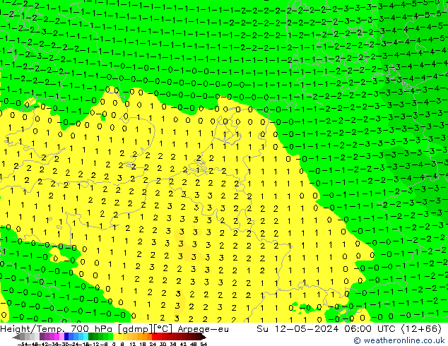 Height/Temp. 700 hPa Arpege-eu  12.05.2024 06 UTC