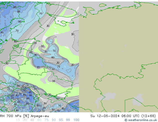 RH 700 hPa Arpege-eu Dom 12.05.2024 06 UTC