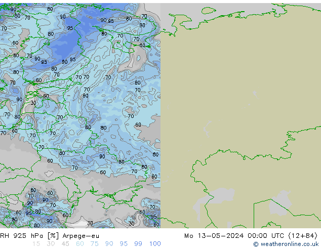 RH 925 hPa Arpege-eu  13.05.2024 00 UTC