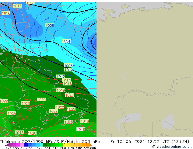 Schichtdicke 500-1000 hPa Arpege-eu Fr 10.05.2024 12 UTC