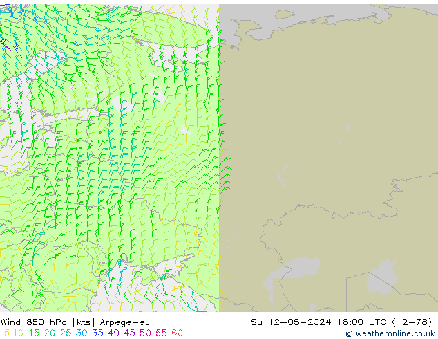 Wind 850 hPa Arpege-eu Su 12.05.2024 18 UTC