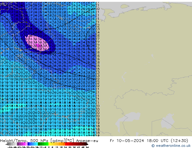 Height/Temp. 500 hPa Arpege-eu Fr 10.05.2024 18 UTC