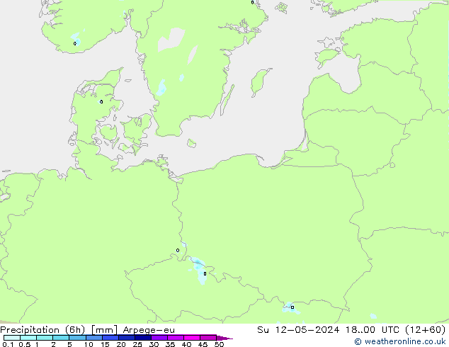 Precipitação (6h) Arpege-eu Dom 12.05.2024 00 UTC