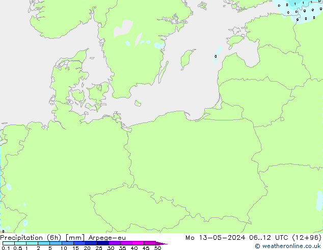 Yağış (6h) Arpege-eu Pzt 13.05.2024 12 UTC