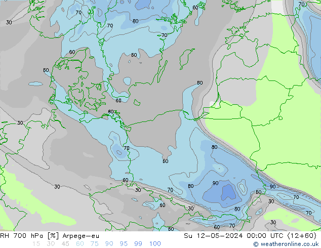 Humidité rel. 700 hPa Arpege-eu dim 12.05.2024 00 UTC