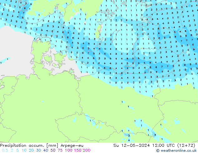 Toplam Yağış Arpege-eu Paz 12.05.2024 12 UTC