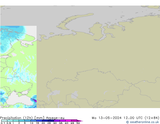 Precipitation (12h) Arpege-eu Po 13.05.2024 00 UTC