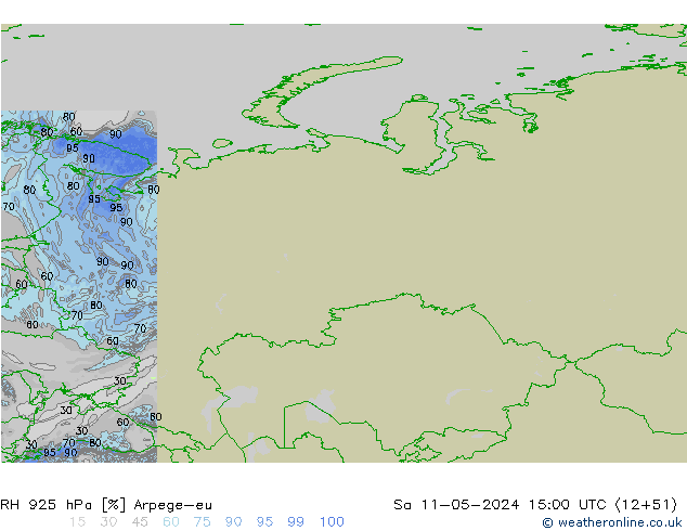 RH 925 hPa Arpege-eu Sa 11.05.2024 15 UTC