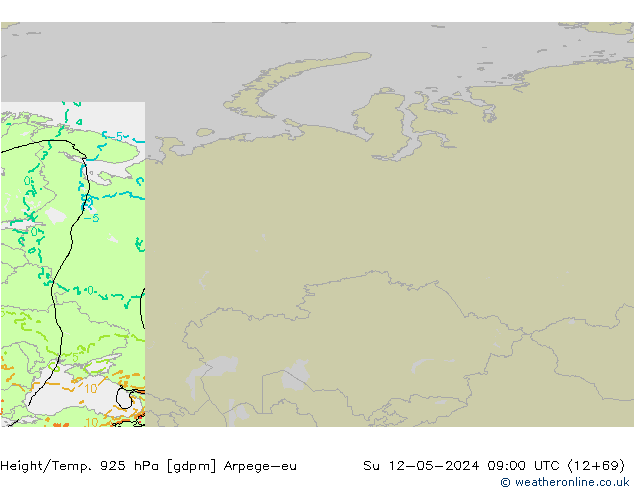 Height/Temp. 925 hPa Arpege-eu Su 12.05.2024 09 UTC