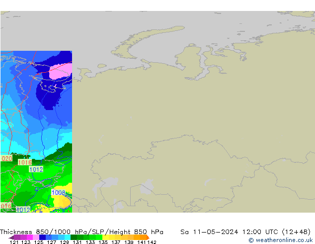 Thck 850-1000 hPa Arpege-eu Sa 11.05.2024 12 UTC