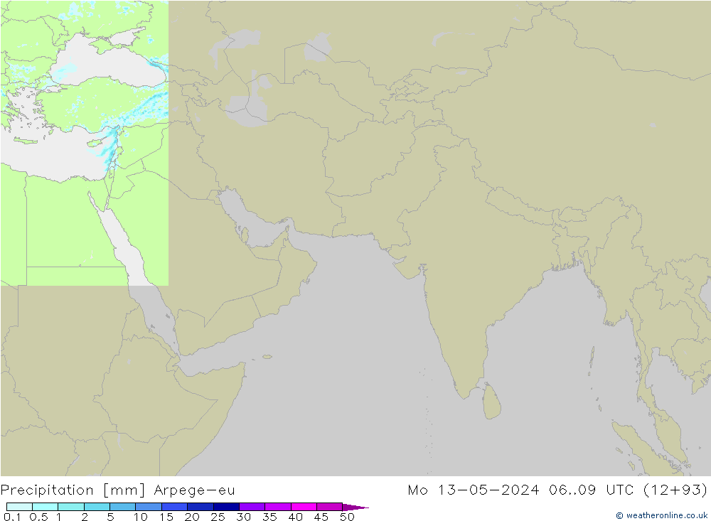 Srážky Arpege-eu Po 13.05.2024 09 UTC