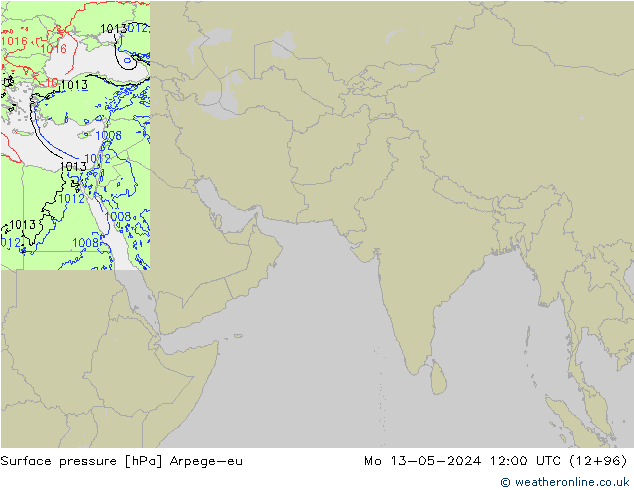 Atmosférický tlak Arpege-eu Po 13.05.2024 12 UTC
