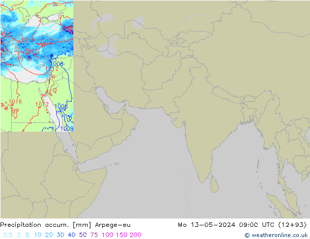 Precipitation accum. Arpege-eu lun 13.05.2024 09 UTC