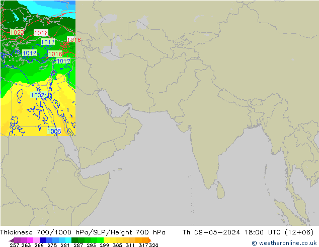 Thck 700-1000 hPa Arpege-eu 星期四 09.05.2024 18 UTC