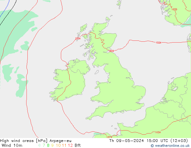 yüksek rüzgarlı alanlar Arpege-eu Per 09.05.2024 15 UTC