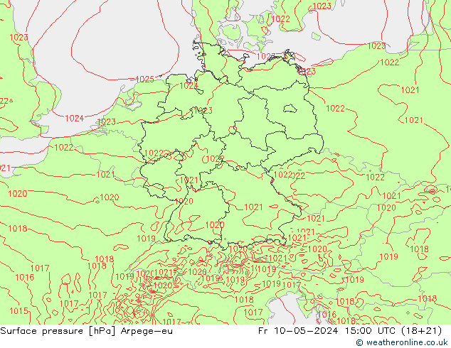 Surface pressure Arpege-eu Fr 10.05.2024 15 UTC