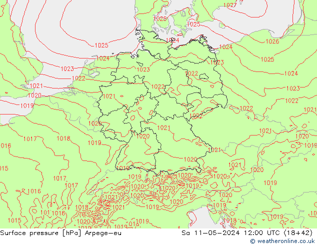 pressão do solo Arpege-eu Sáb 11.05.2024 12 UTC