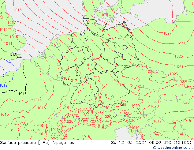Presión superficial Arpege-eu dom 12.05.2024 06 UTC