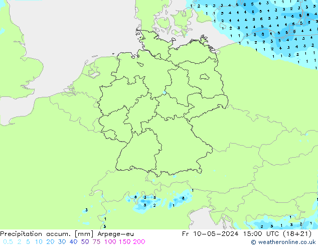 Precipitation accum. Arpege-eu  10.05.2024 15 UTC
