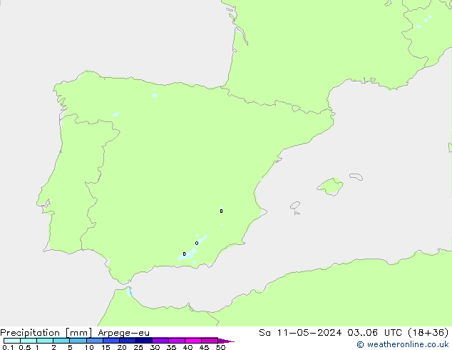 Srážky Arpege-eu So 11.05.2024 06 UTC